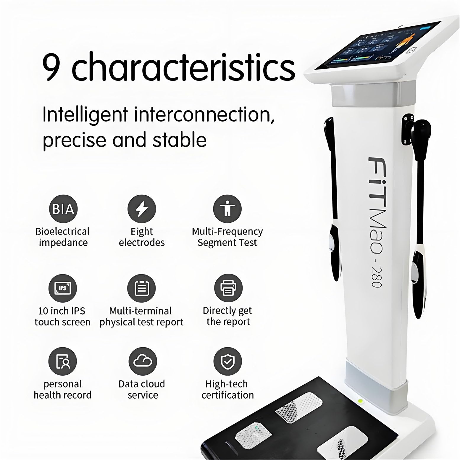 HD Touch Bioimpedance Body Analyzer Do Zarządzania Zdrowiem I Wagą, Cyfrowa Waga Medyczna, Wzrost, Waga, Monitor Składu Ciała, Obsługuje Wielu Użytkowników I Języki