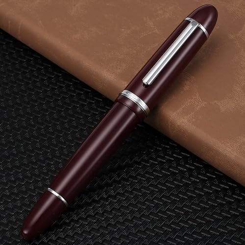 Miniatura 2 de Jinhao X159 - Pluma estilográfica #8 de punta media, color rojo vino con clip plateado, acrílico de gran tamaño