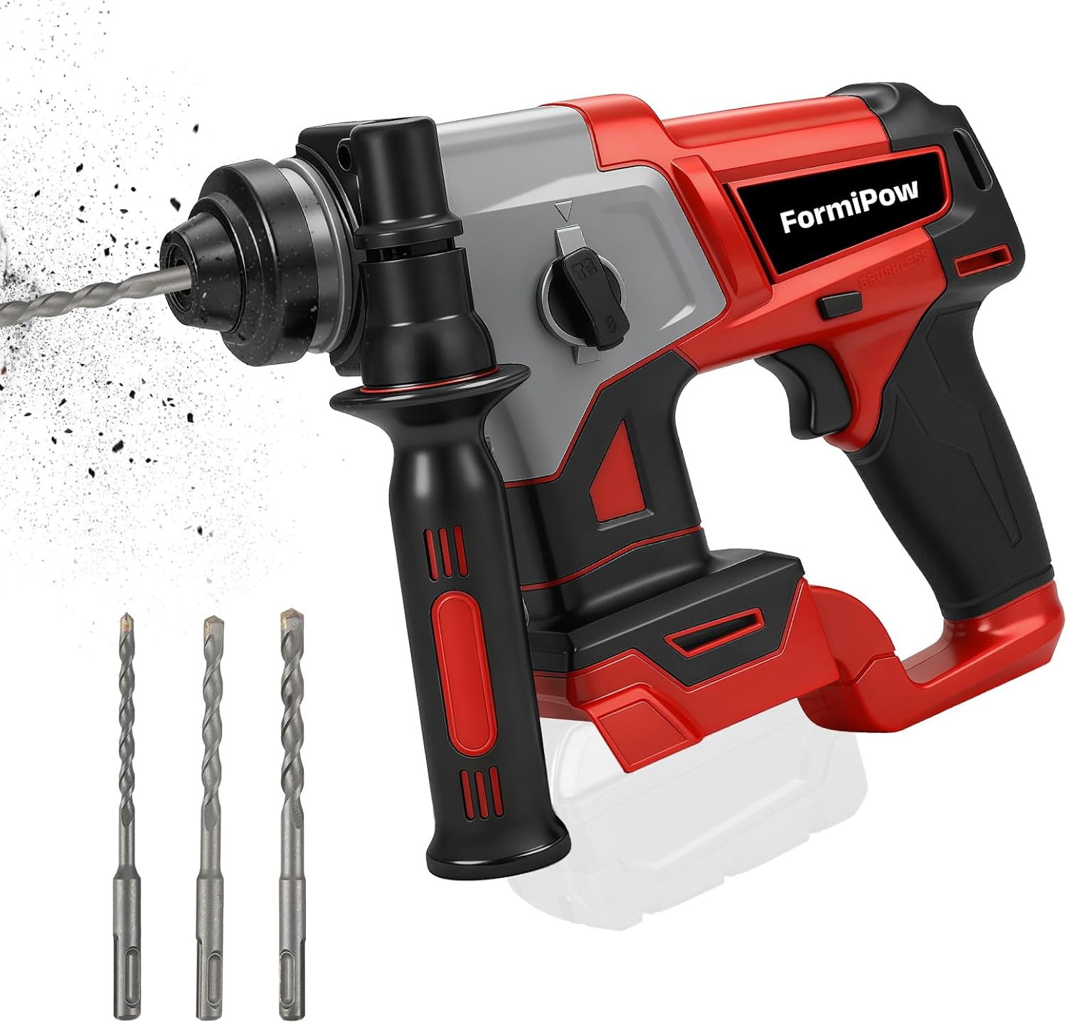 SDS Plus Rotary Hammer Drill for Milwaukee 18V Battery, 3J Impact Brushless Rotary Hammer with 2 Mode Operation, Cordless Hammer Drill with 3 SDS Plus Bits & Chisel Set (No Battery)