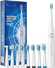 Electric Toothbrush for Adult, Sonic Toothbrushes with 8 Brush Heads 40000 VPM 5 Modes, Sonic Toothbrushes Fast Rechargeable 4 Hours Last 30 Days (P1, Cleanwhite)
