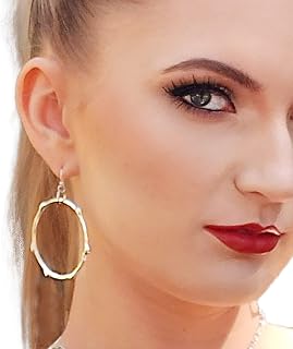 Large Open Hoop Earrings, Silver Finish on Silver Finish or Copper, .925 Sterling Silver French Hook Ear Wires, Birthday Gift for Mom, Wife, Girlfriend, Sister, Artisan Handmade by Bayou Glass Arts
