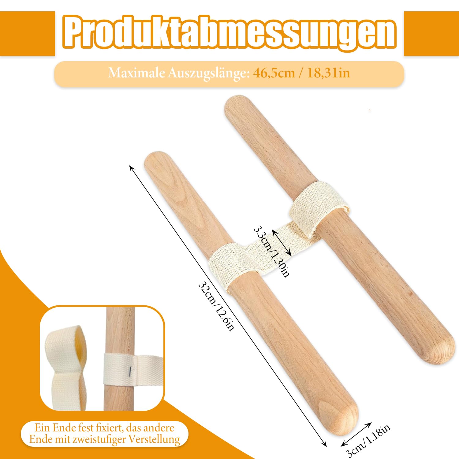 Estrattore 2 in 1 per la flessibilità e la schiena, allungatore della schiena con lunghezza variabile, per la casa, in legno di faggio, per spalle, schiena, collo, piedi e gambe
