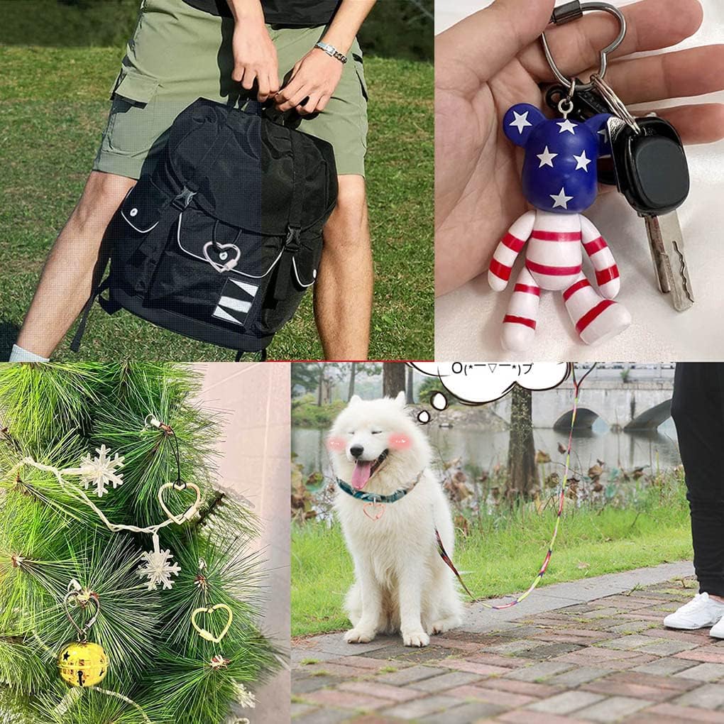 6 pcs 30mm Heart Shape Carabiner Aluminum Ring Keychain Carabiner Bulk Hook Bag for Camping Hiking Fishing Travel Dog Leash by - Image 5