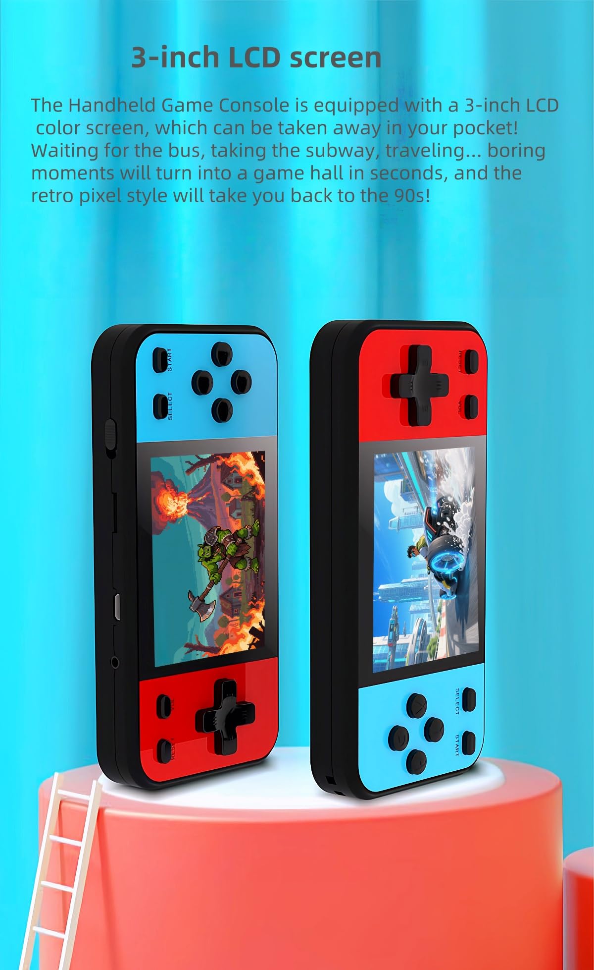 Console de Jeu Portable rétro YHFITN - 240 Jeux Classiques intégrés, Lecteur de Jeux vidéo Portable avec Sortie AV pour TV, Mini système de Jeu pour Enfants et Adultes