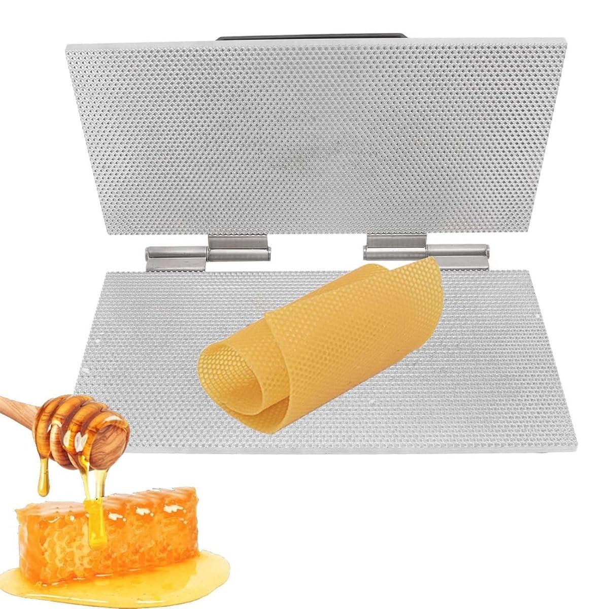Forma do podkładu z wosku pszczelego – narzędzie do wytłaczania 220 x 420 mm do pszczelarstwa, idealna do odlewania form i prasowania podkładu o strukturze plastra miodu z grzebieniami do oczu 4,8 mm