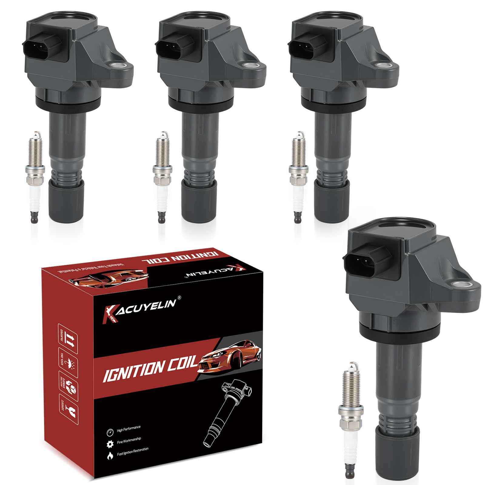 Photo 1 of UF672 Ignition Coil Pack and Iridium Spark Plugs Set of 4 Compatible with Honda Civic Acura ILX 2012-2020 1.8L 2.0L L4 Replaces#C900, 5C1880, 97390