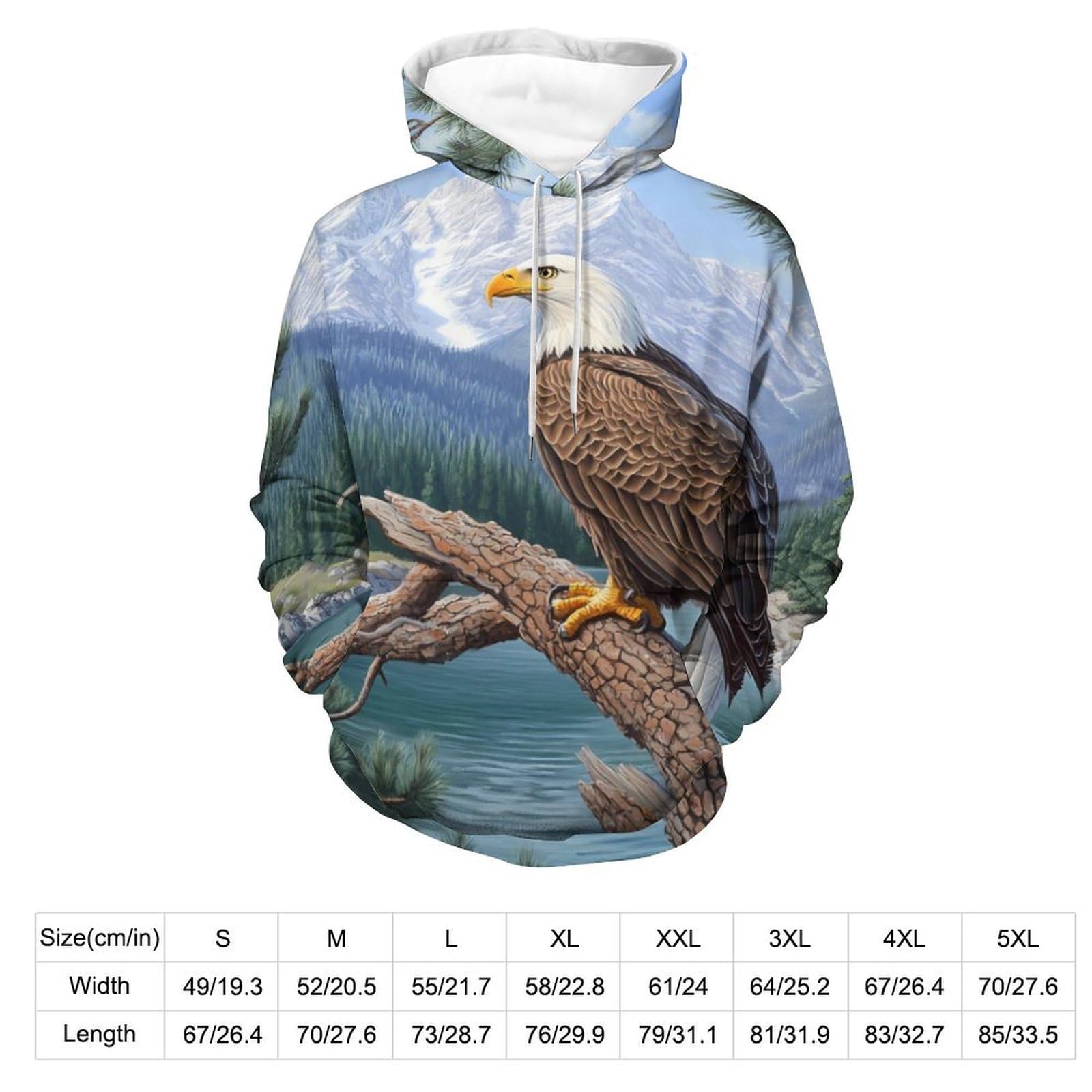 Ea-gles - Felpa con cappuccio alla moda con scritta appollaiata sul ramo, per uomo e donna, a maniche lunghe, con grafica colorata