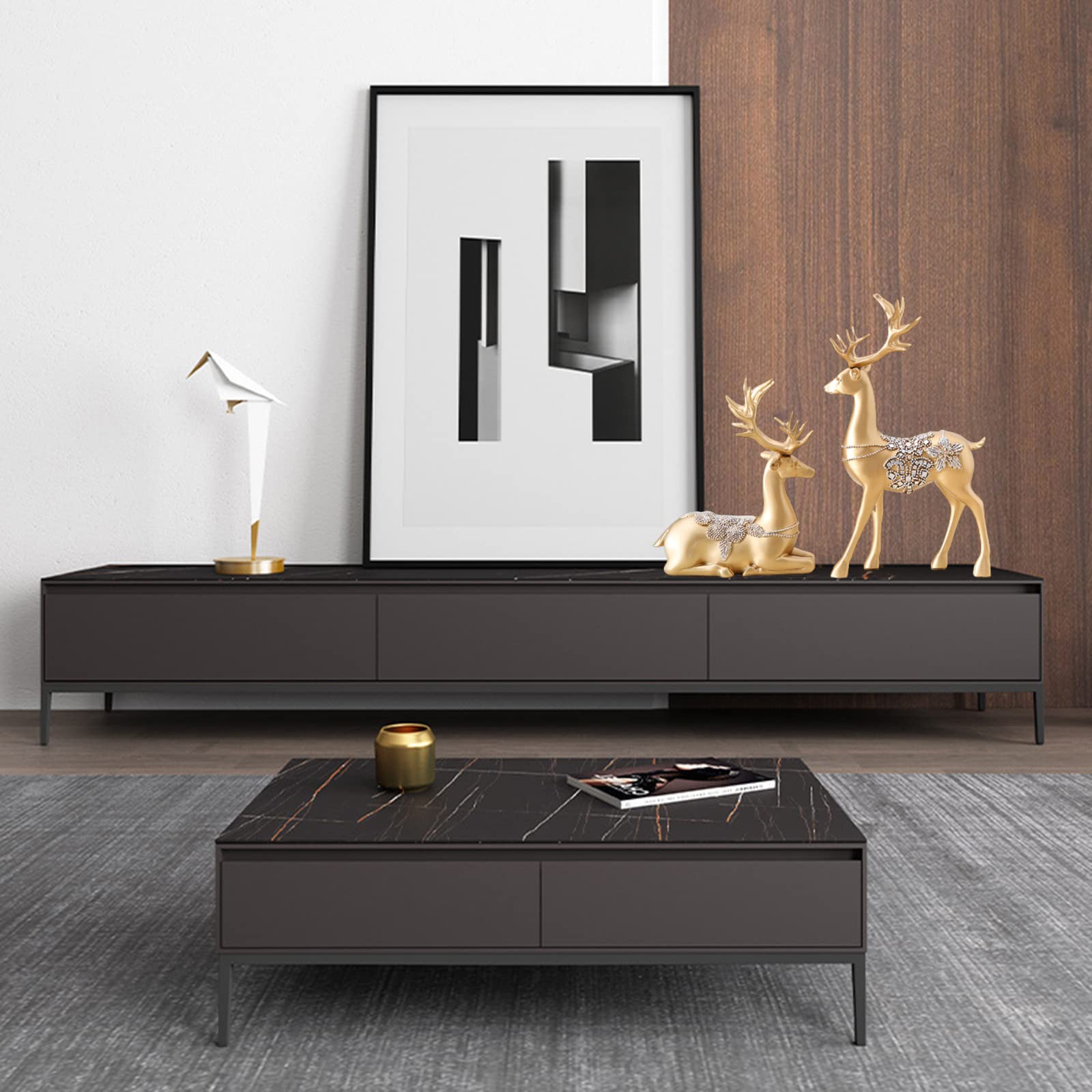 Decorazioni per Renne Natalizie Set di 2 Statuette di Cervi di Natale, Renne in Piedi E Sedute Decorazione di Cervi Natalizi per Interni, Decorazioni Natalizie E Natalizie per La Casa