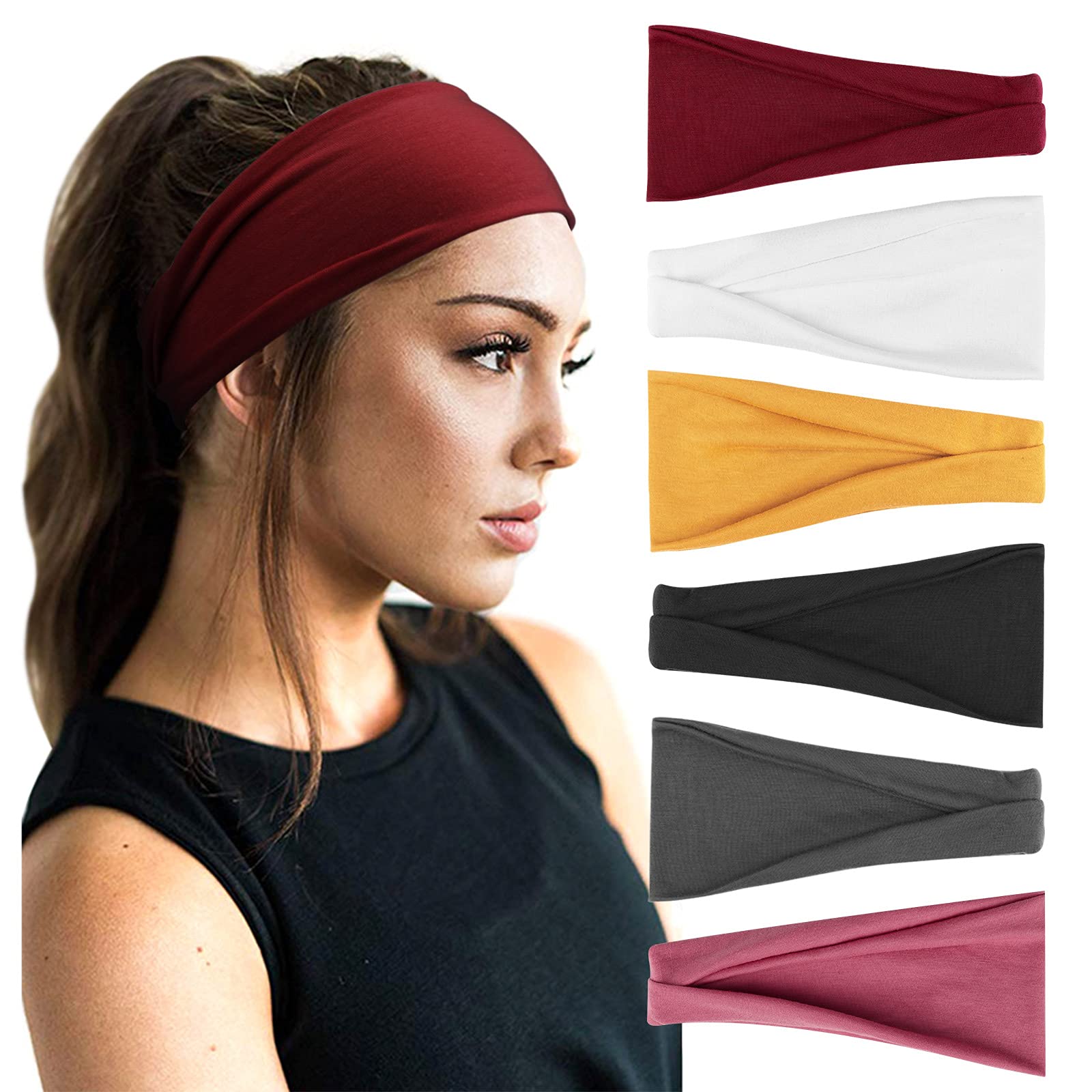 DRESHOW 6 Piezas Diadema para Mujer Boho Diademas Elástico Banda para el Cabello Turbante Banda Accesorio Pelo para Mujer Niñas