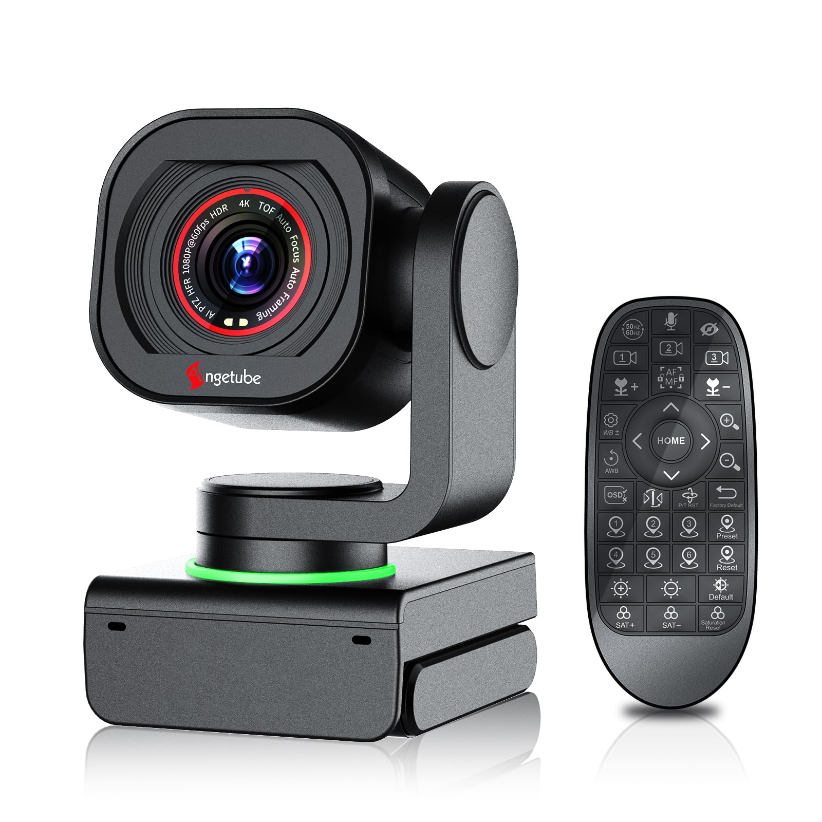 Angetube 4K Webcam mit Gestensteuerung, AI-Tracking,USB 3.0 PTZ PC Kamera | Streaming Camera mit Dual NR-Mikrofonen, TOF Autofokus, 1080P 60FPS, HDR, für PC/Mac/Laptop, Meetings/Streaming/Videoanrufe