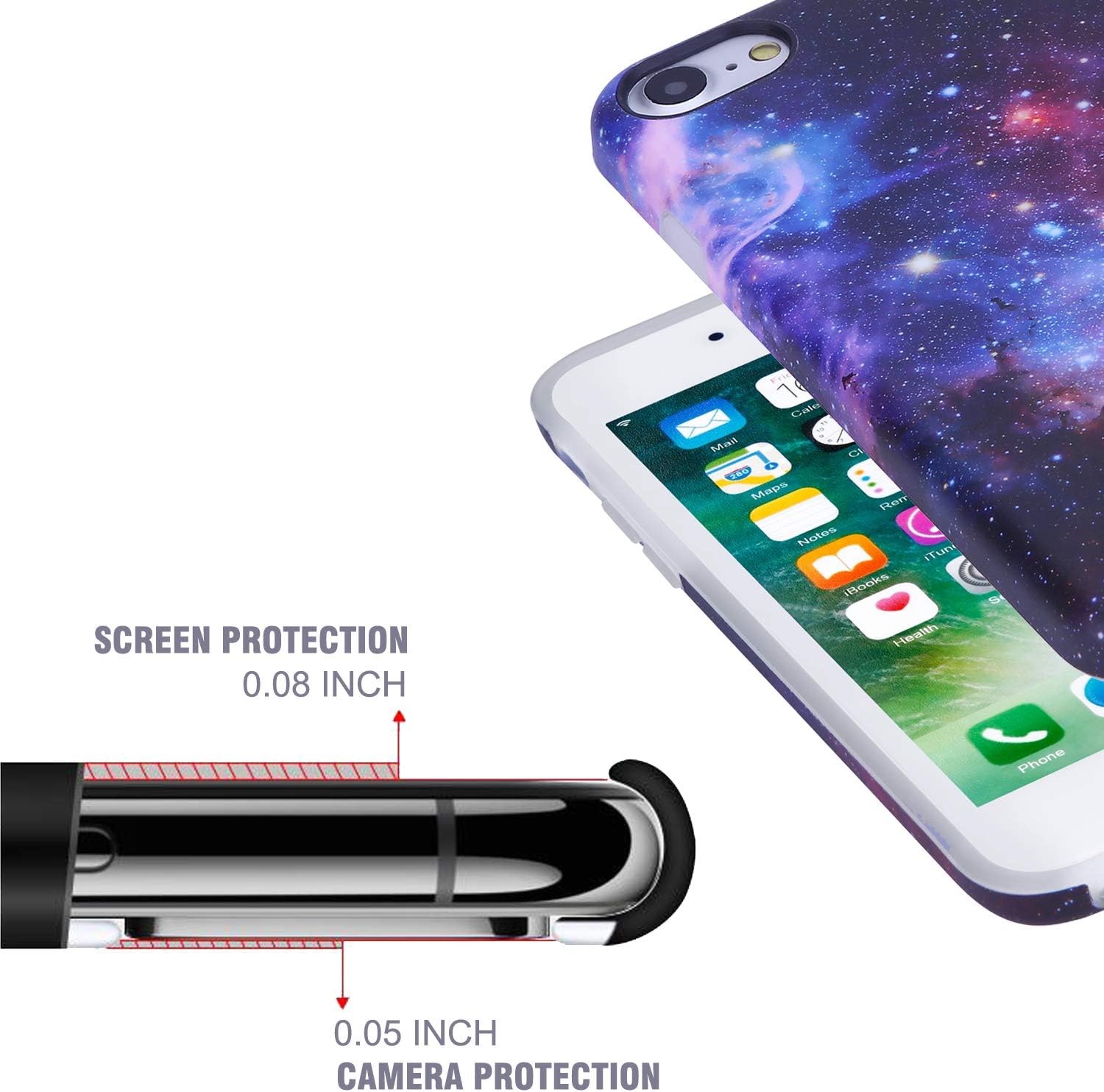iPhone SE Case 2020,iPhone 7 Case,iPhone 8 Case,VIVIBIN Cute Galaxy Nebula Design for Man Women Girls Kids,TPU Protective Cover Slim Fit Phone Case for iPhone 7/iPhone 8/iPhone SE