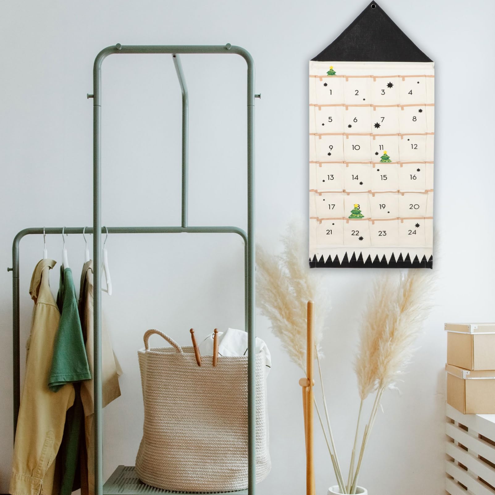 VICASKY 2piezas Bolsa De Almacenamiento Colgante De Navidad Bolsillos Organizador Multifuncional Para Pared Decoración De Adviento Para Adultos Para Mantener Orden Adornos y Pequeños
