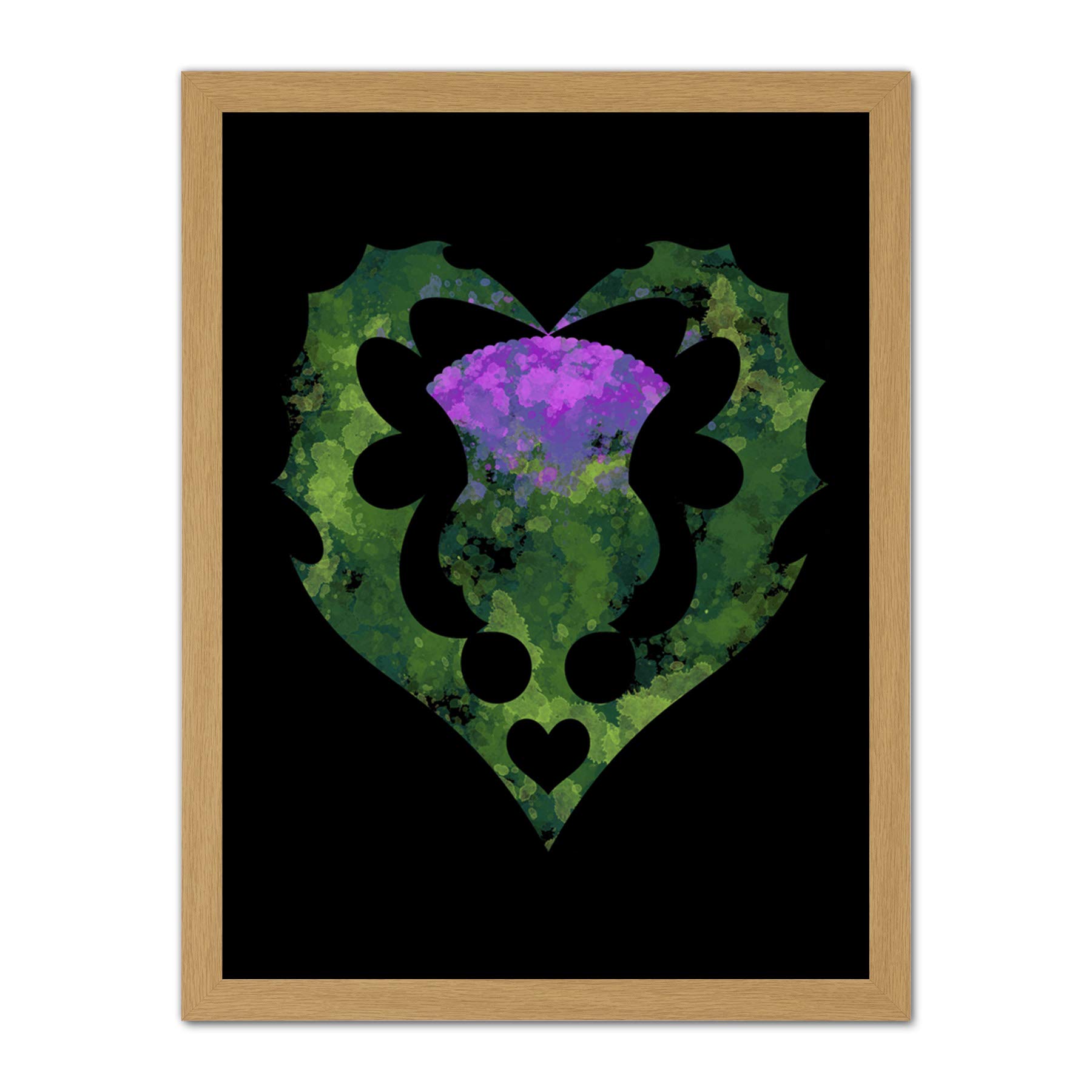 Wee Blue Coo Thistle Scottish Flower Heart Artwork Framed Wall Art Print 18X24 Inch