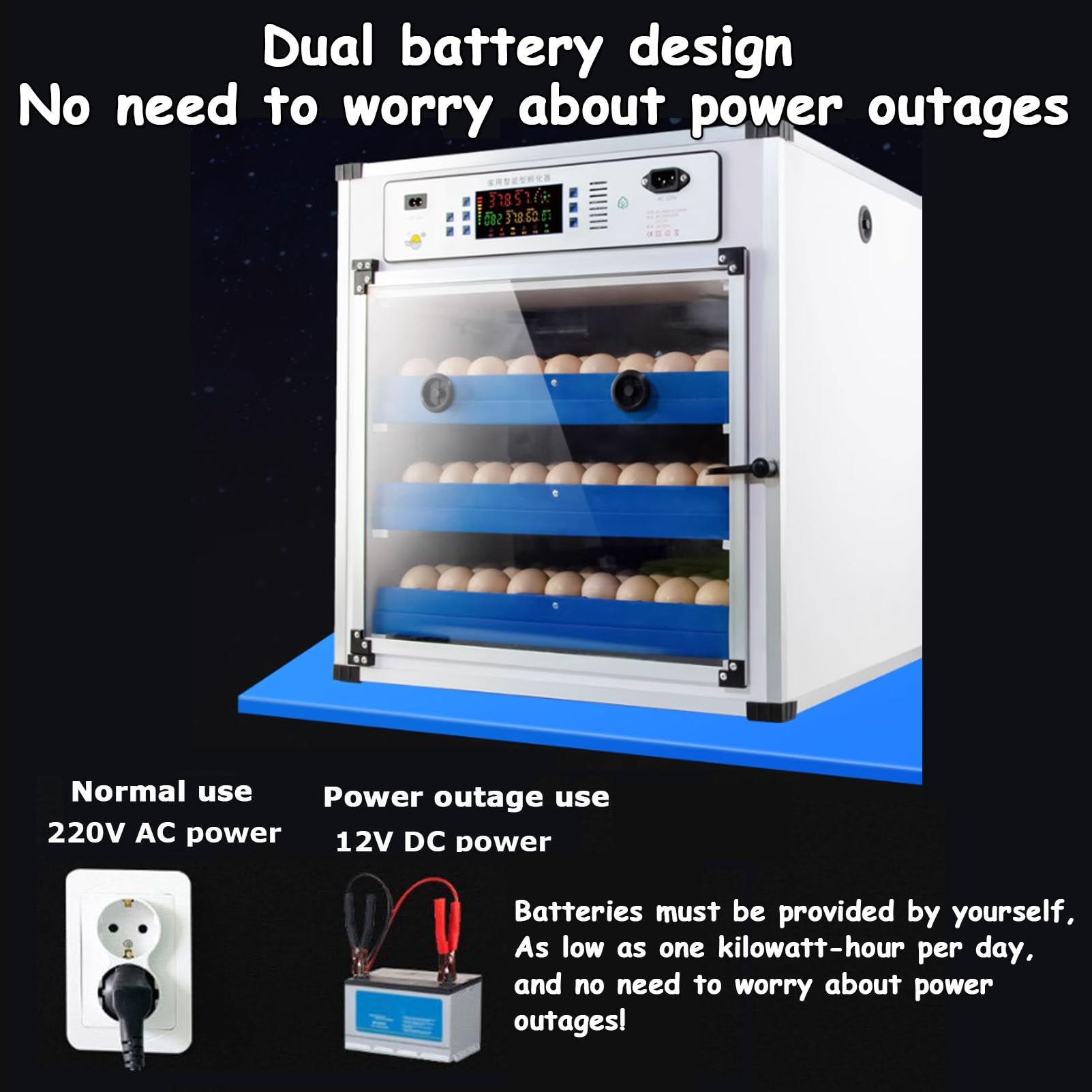 Incubadora de huevos para incubar, incubadora de huevos con volteo automático de huevos y adición automática de agua con ovoincubadora, incubadora de huevos para incubar huevos de pollo,272Eggs