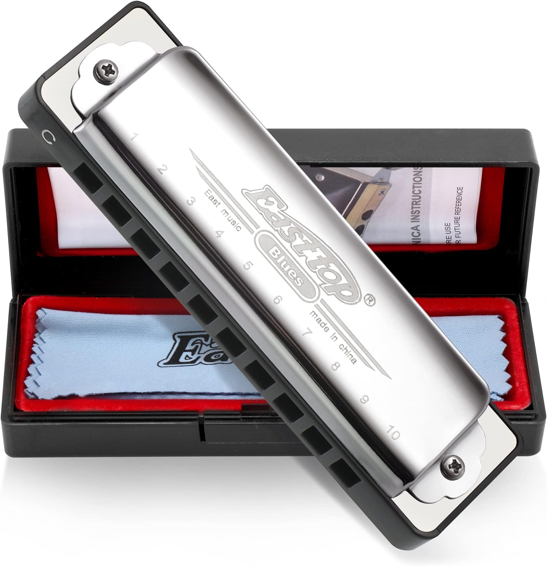 East topBlues Harmonica, 10 Holes C Key Beginner Harmonica for Kids Children Adults and Students (T004-C)