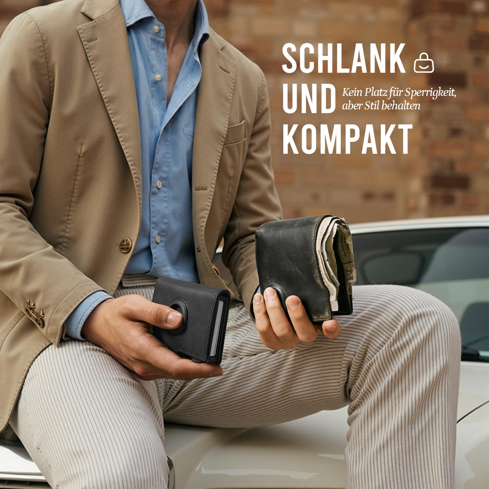 YESIIW Geldbörse Herren Echt Leder mit AirTag Fach – RFID Portmonee Herren AirTag mit Pop-Up Kartenetui für 10 Karten & 2 Ausweise, Smart Wallet mit Münzfach, für Alltag, Reise & Büro, Schwarz