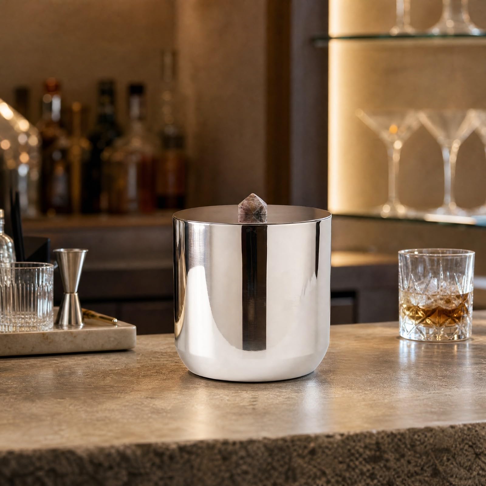 Portaghiaccio per Bottiglie Riflettente | Resistente, Secchiello per il Ghiaccio in Acciaio Inox, Robusto, Secchiello Cilindrico Champagne, Ristoranti