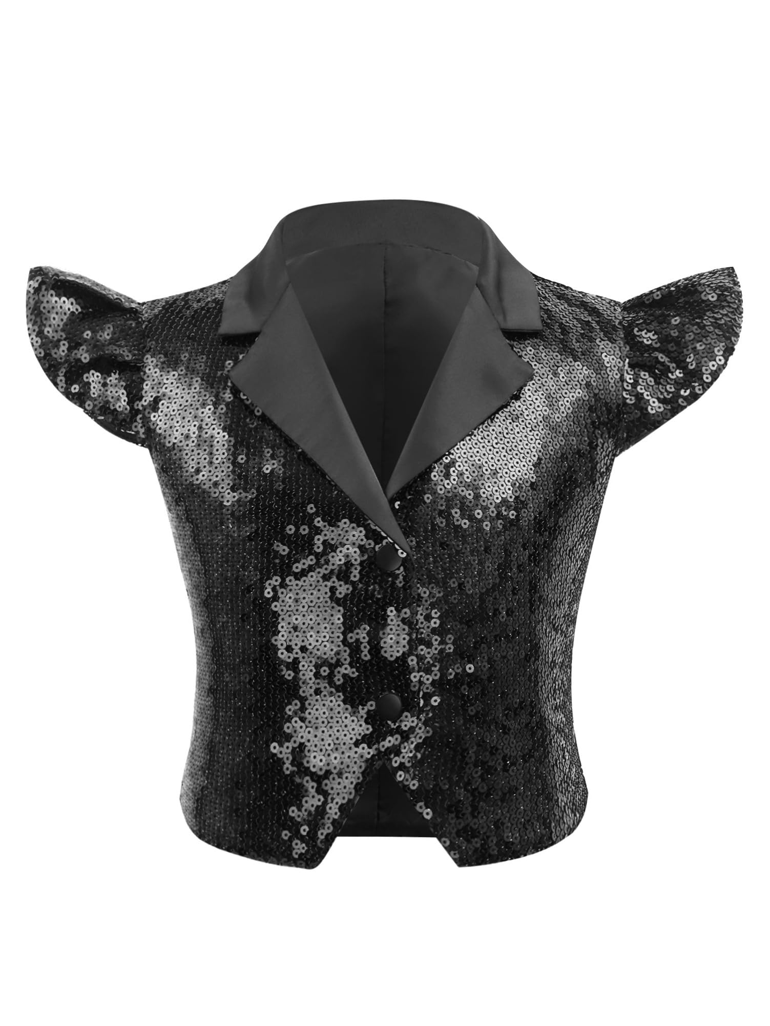 Alvivi Traje Lentejuelas de Dos Piezas Niñas Camiseta Corta y Pantalones Acampanado con Volantes Traje de Fiesta Disco y Musica Baile Jazz