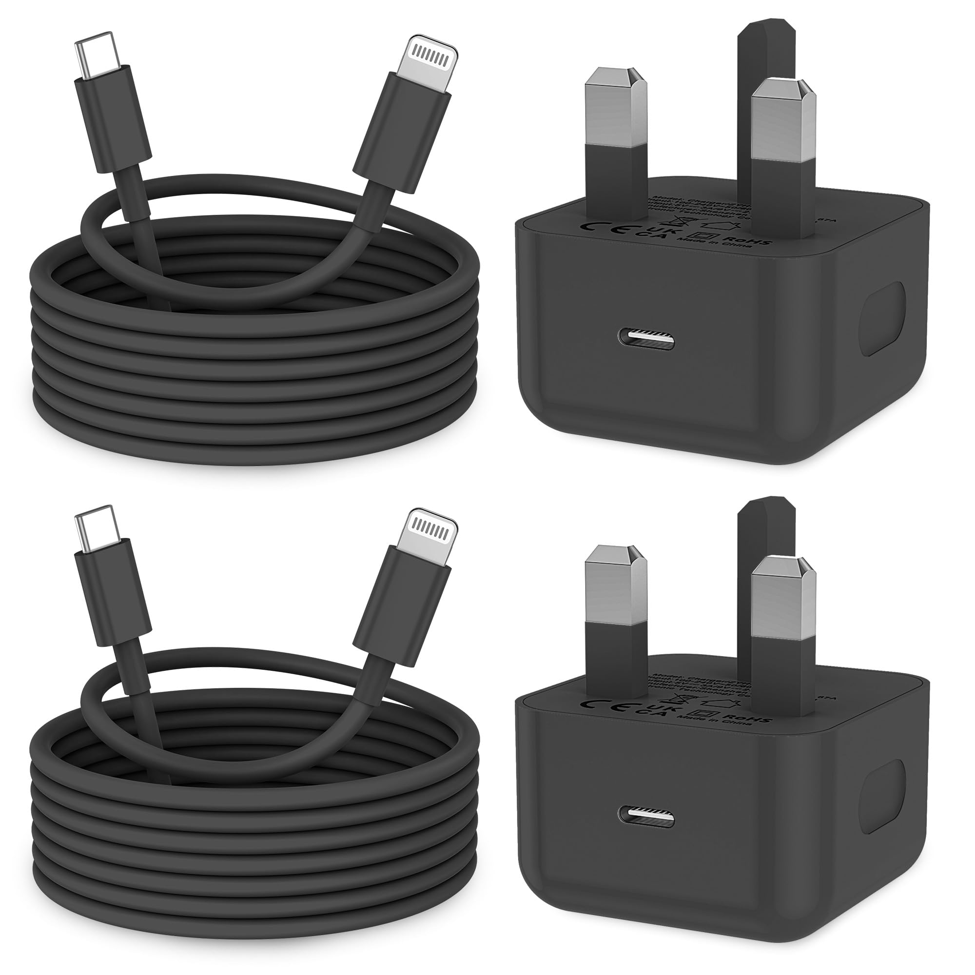 KTDRJN for iPhone Charger Fast Charge, 2Pack PD 20W Fast Apple Charger Cable 2M, iPhone Fast charger Plug with USB C To Lightning Cable for iPhone 14 13 12 11 Pro Max XS XR X 8 7 6 Plus, iPad and iPod — view 8