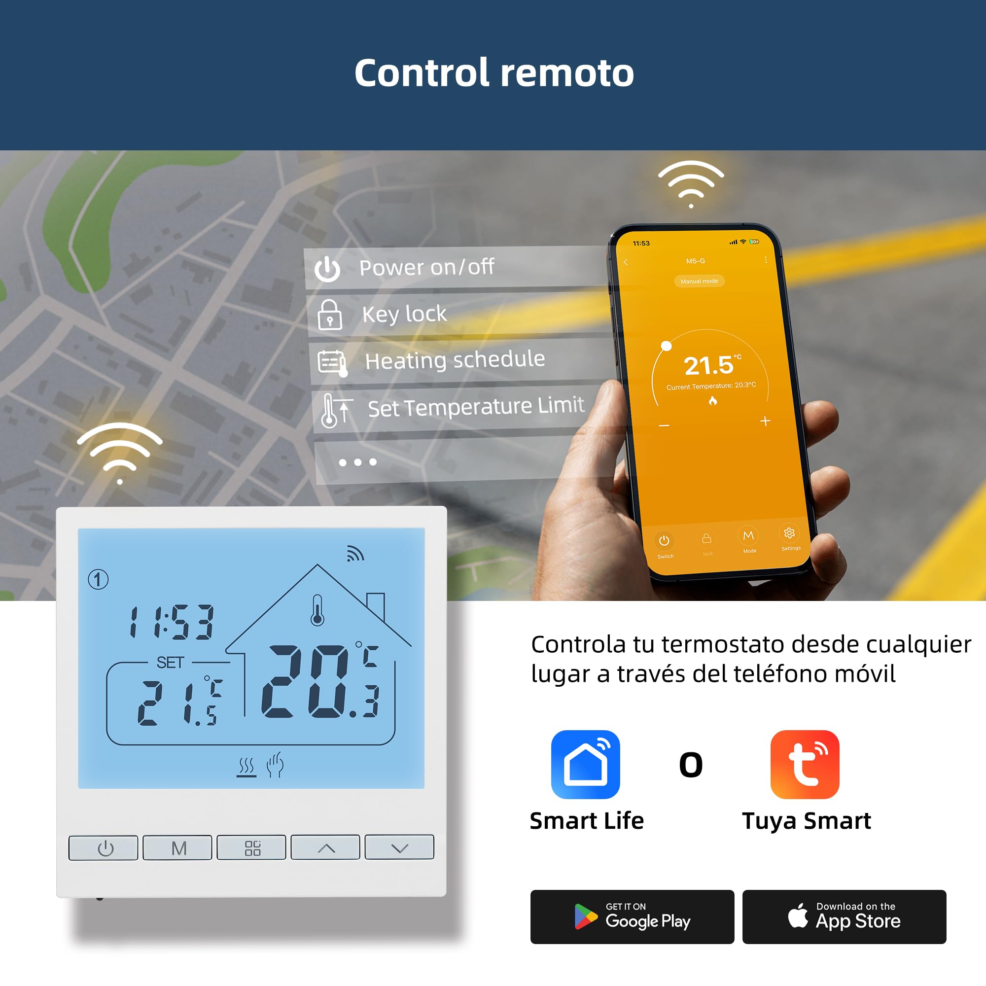 Beok Termostato Calefaccion WiFi para Caldera.Termostato con Alexa Control Vocal termostato Tuya Programable Inalámbrico Digital Inteligente para Calefacción Agua y Gas. 220V 2.4GHZ