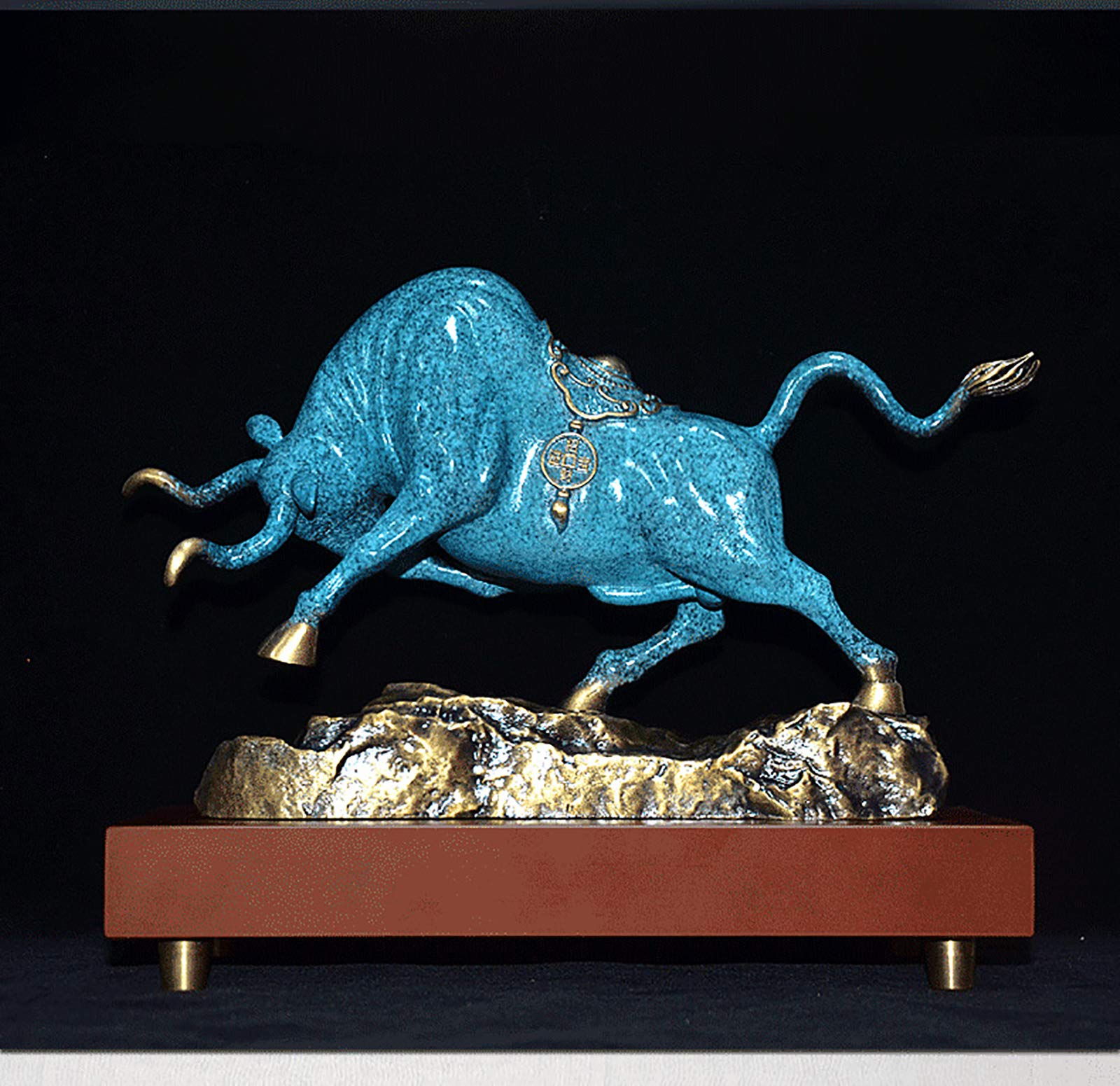 Feng Shui Suerte Animal Estatua Y Escultura Colección Regalo Toro Feroz Estatua Decoraciones Toro,Wall Street Toro Arte Decoración,Latón Muñeca Estatua-Bronce c 15.7 años