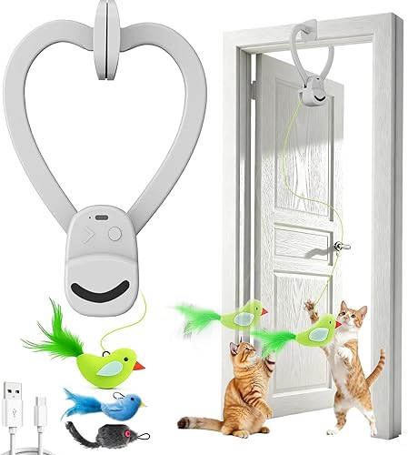 Juguetes interactivos para gatos de interior varita automática de plumas de pájaro volador, estimulación de enriquecimiento de ejercicio, recargable