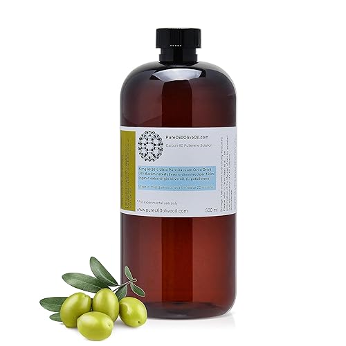 PureC60OliveOil C60 Aceite de oliva 16.9fl oz 16.9 fl oz - 99.95% carbono 60 libre de disolventes 400 mg - Grado alimenticio - Aceite de oliva de