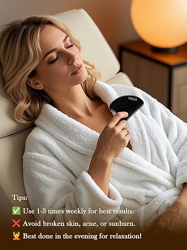Miniatura 7 de FEXIA Gua Sha Regalo para mujeres, herramientas faciales, SPA, piedra natural negra Bian para drenaje linfático, masajeador facial, herramientas
