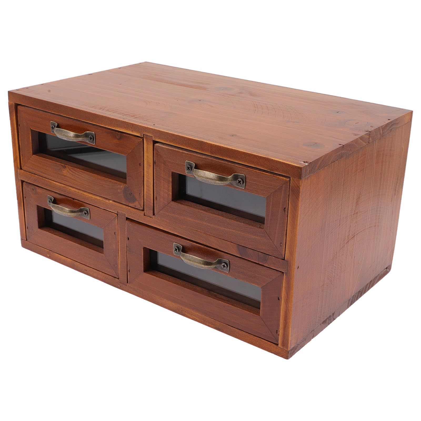 VANZACK Organizador de Cosméticos Caja de Almacenamiento de Maquillaje de Madera Marrón Estilo Retro, Cajón de Almacenamiento para Papelería y Artículos Varios, Oficina y Mesa