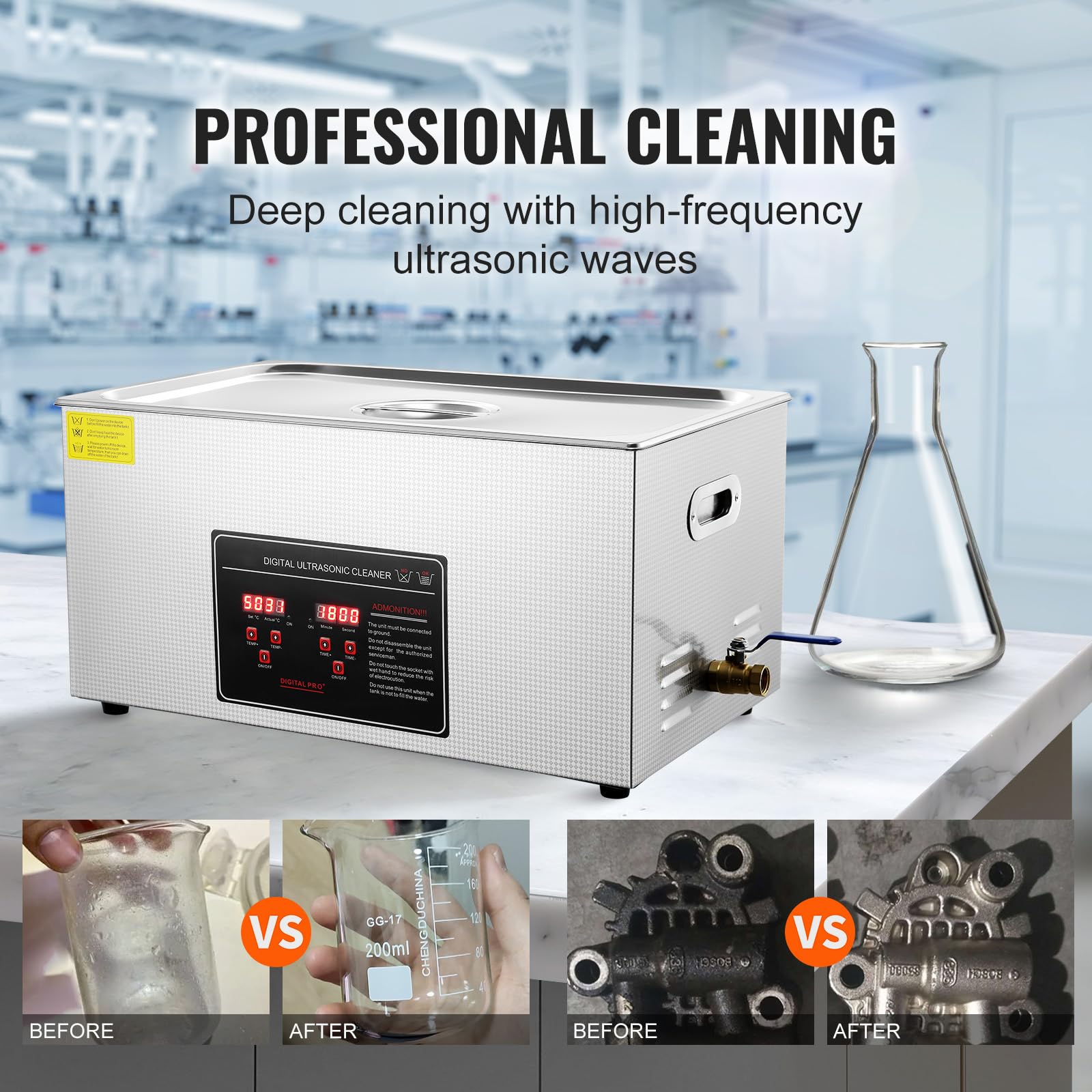 Happybuy Ultrasonic Cleaner with Digital Timer & Heater, Professional for Various Items, 22L Stainless Steel Heating Machine