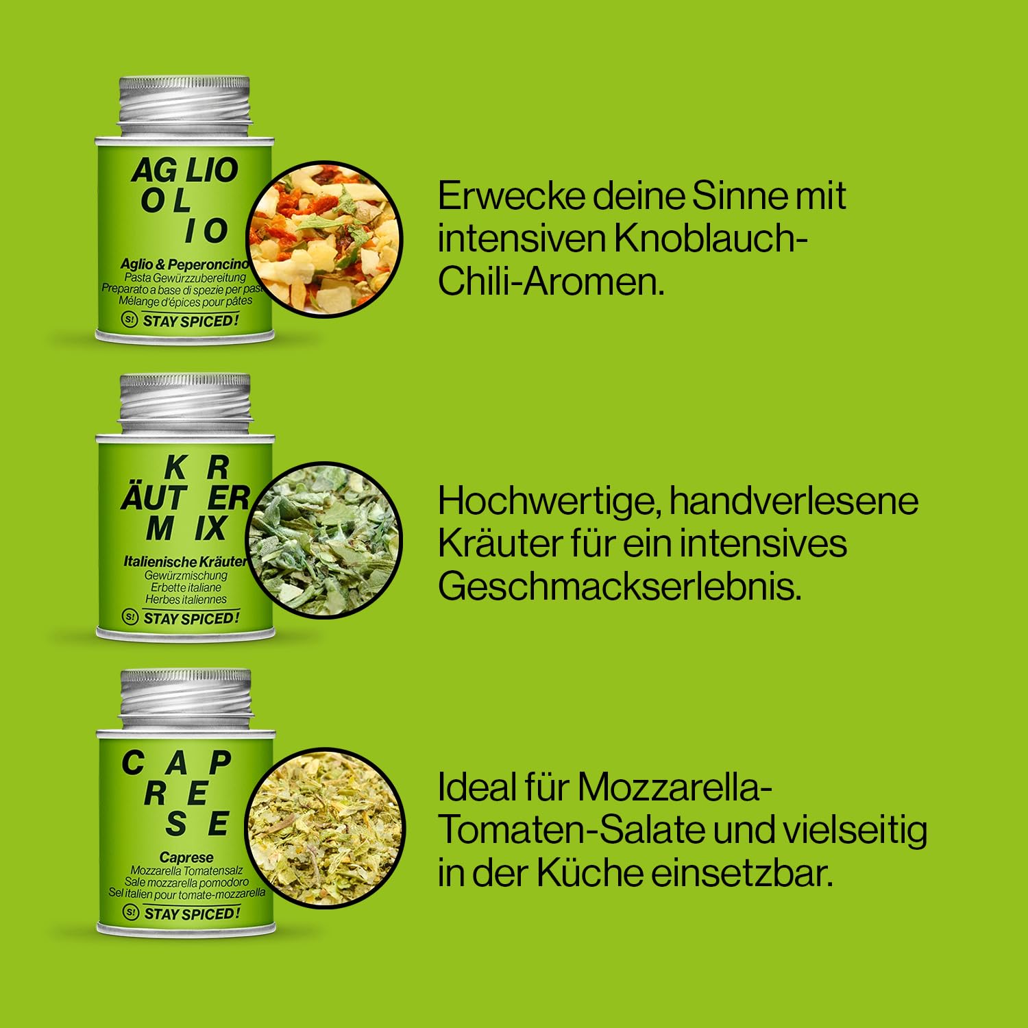 STAY SPICED! Italia | Premium Gewürzset mit 6 Gewürzen