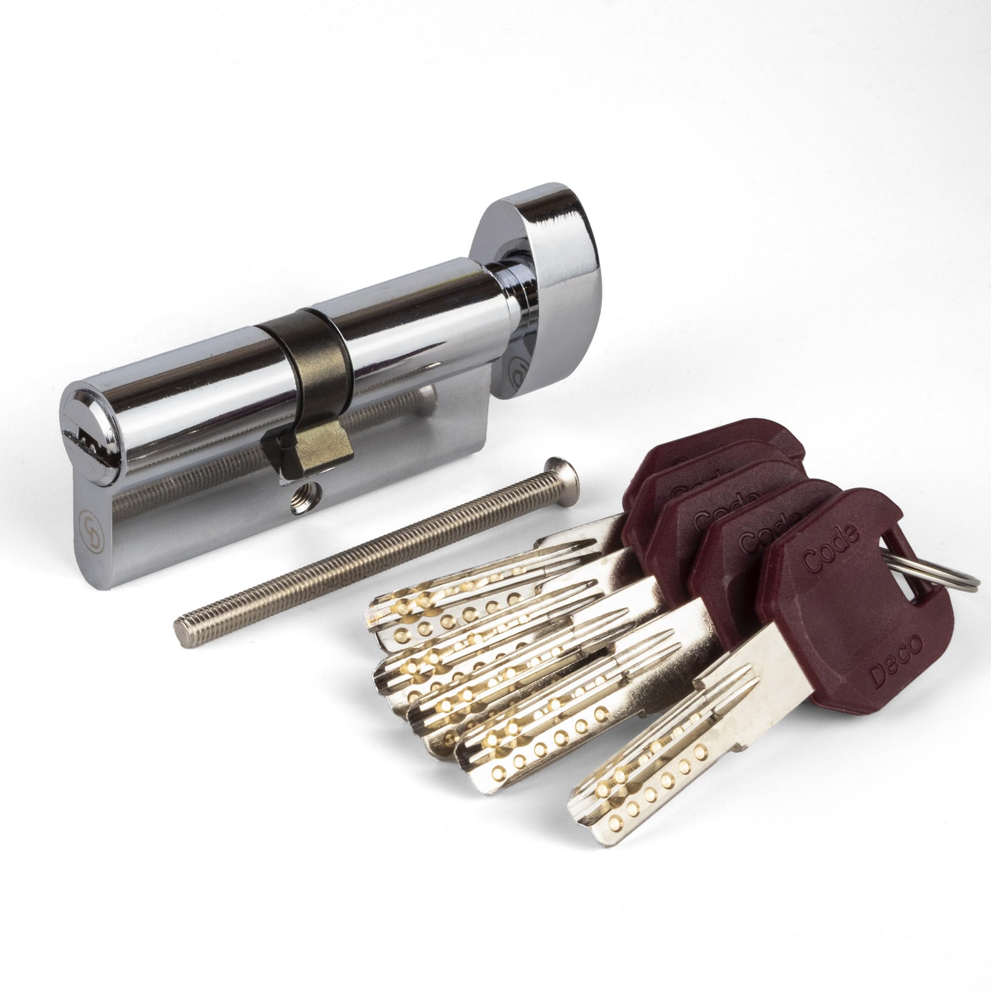 APECS Schließzylinder Sicherheitsschloss Wohnungstür Knaufzylinder 60 (30/30C) mm mit 5 Schlüsseln Modell CodeDeco ZM-60(30/30C)-C Chrom