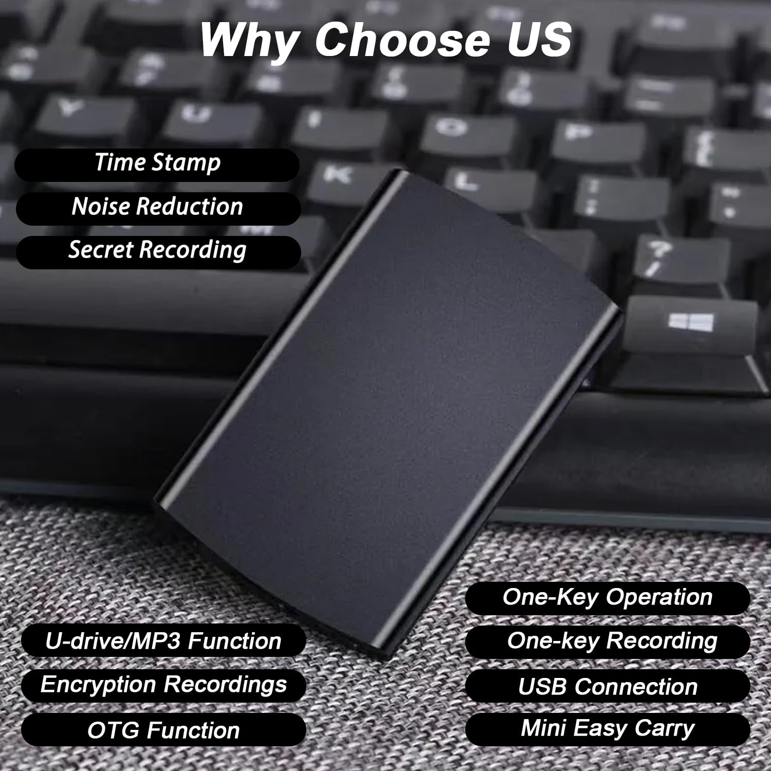 Voice Recording Device, Small Voice Recorder 64GB with 768 Hrs Storage Capacity, 24 Hours Continuous Recording - Image 4