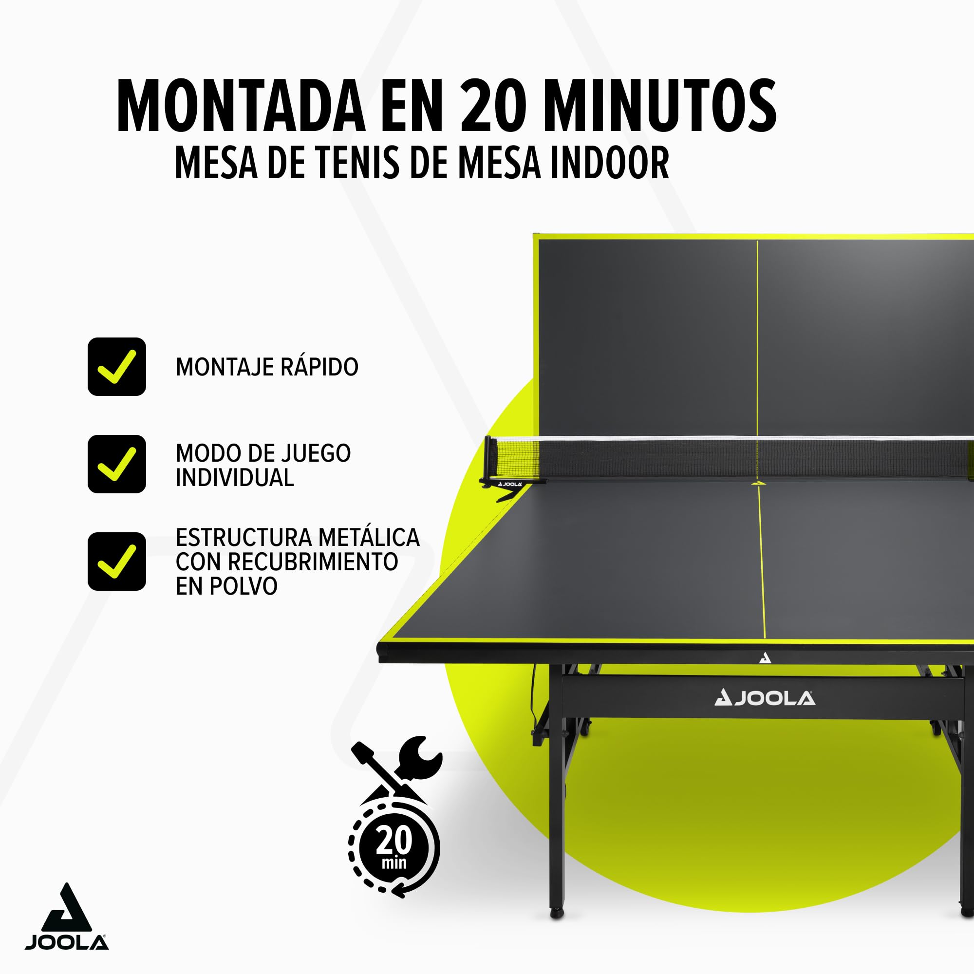 JOOLA Mesa de Ping Pong Inside J15 Plegable para Interior 274 x 152,5 x 76 cm Gris