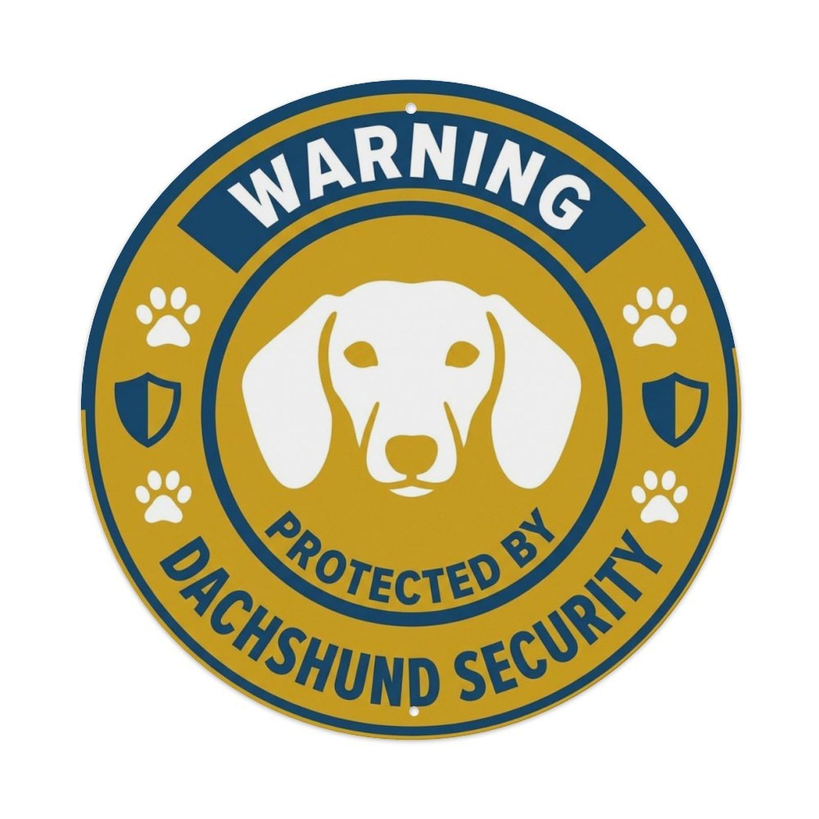 Dachshund Dog Security Warning Bold Flat Metal Tin Sign