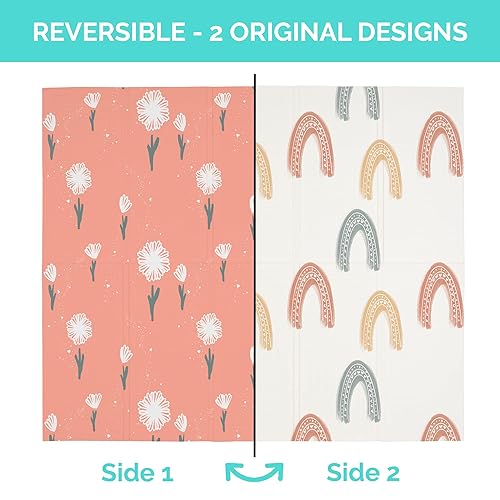 Miniatura 2 de JumpOff Jo - Alfombra de juego plegable grande para bebé, tapete de juego de espuma segura para el tiempo boca abajo, bolígrafos de juego y niños