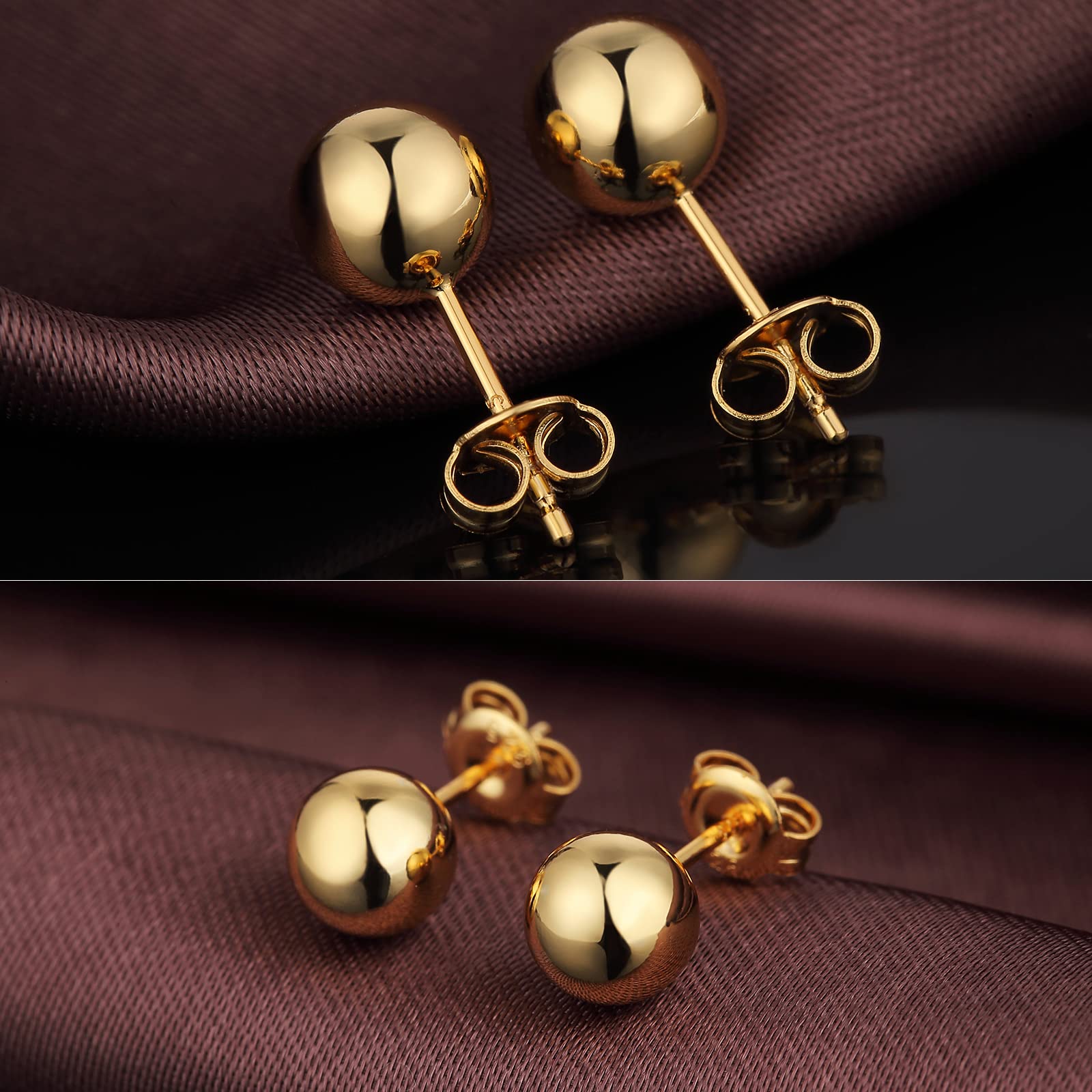 Miaofu Orecchini 18k Oro Bianco Placcata Orecchini 925 Argento Sterlina Zirconi Simulato Diamante Brillanti per Donna Uomo 4-8mm I Orecchini Zirconi Cubica Swarovski Dimensioni 3mm-8mm