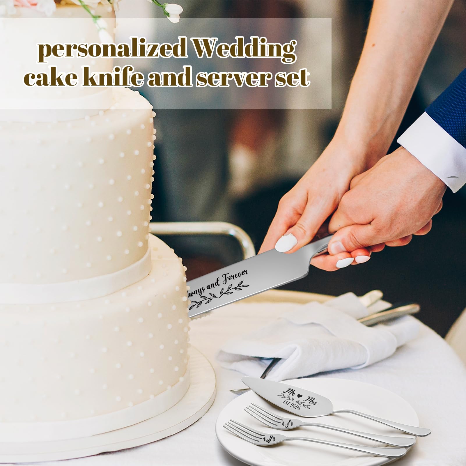 Wedding Cake Knife & Server Set - 4 Pack -3