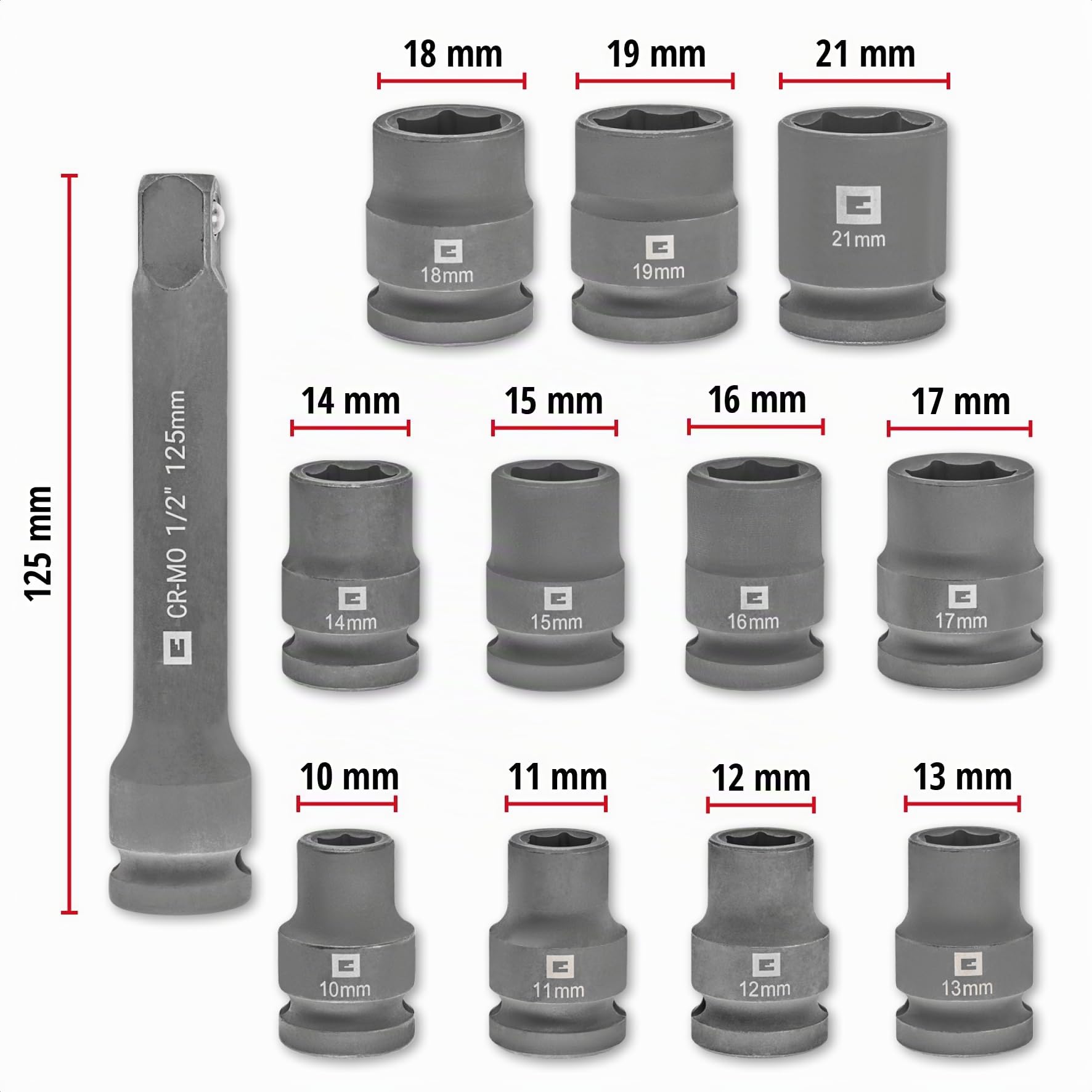 Einhell L-CASE 12 pièces jeu de douilles à impact automobiles