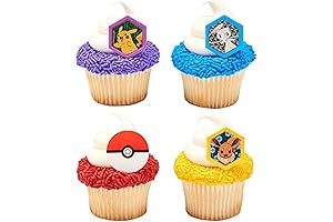 DecoPac 24 Pokemon Pikachu Pokeball Cupcake Rings Toppers