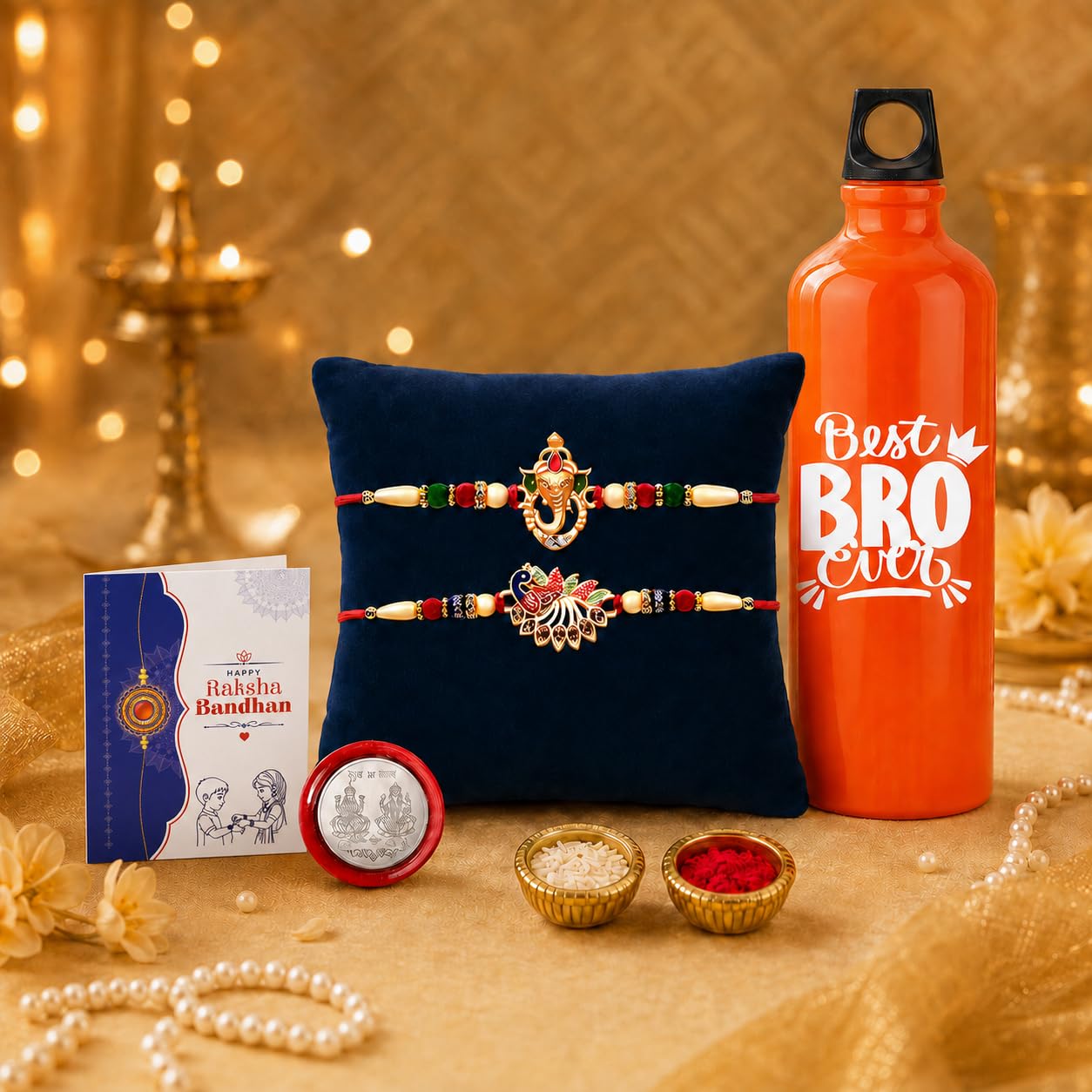 Oblivion Rakhi Set of 2 for Brother – Silver Color Pooja Coin and Greeting Card with Shake Mug 2 Pcs, Raksha Bandhan Gift Combo for Bhaiya, Bhabhi & Kids, Traditional Pack for Festival Celebrations-image-34