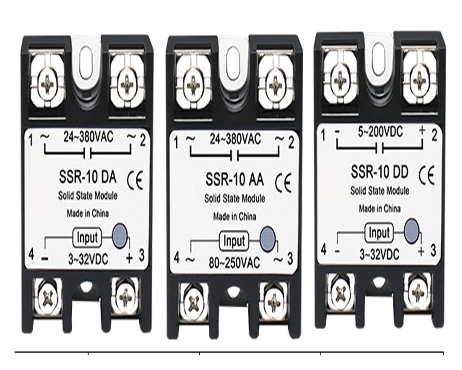 Relé estático SSR 10A 25A 40A 50A 60A 80A 100A, relé de control monofásico DC a AC, 10 unidades (AC-AC,10PCS SSR 10A)