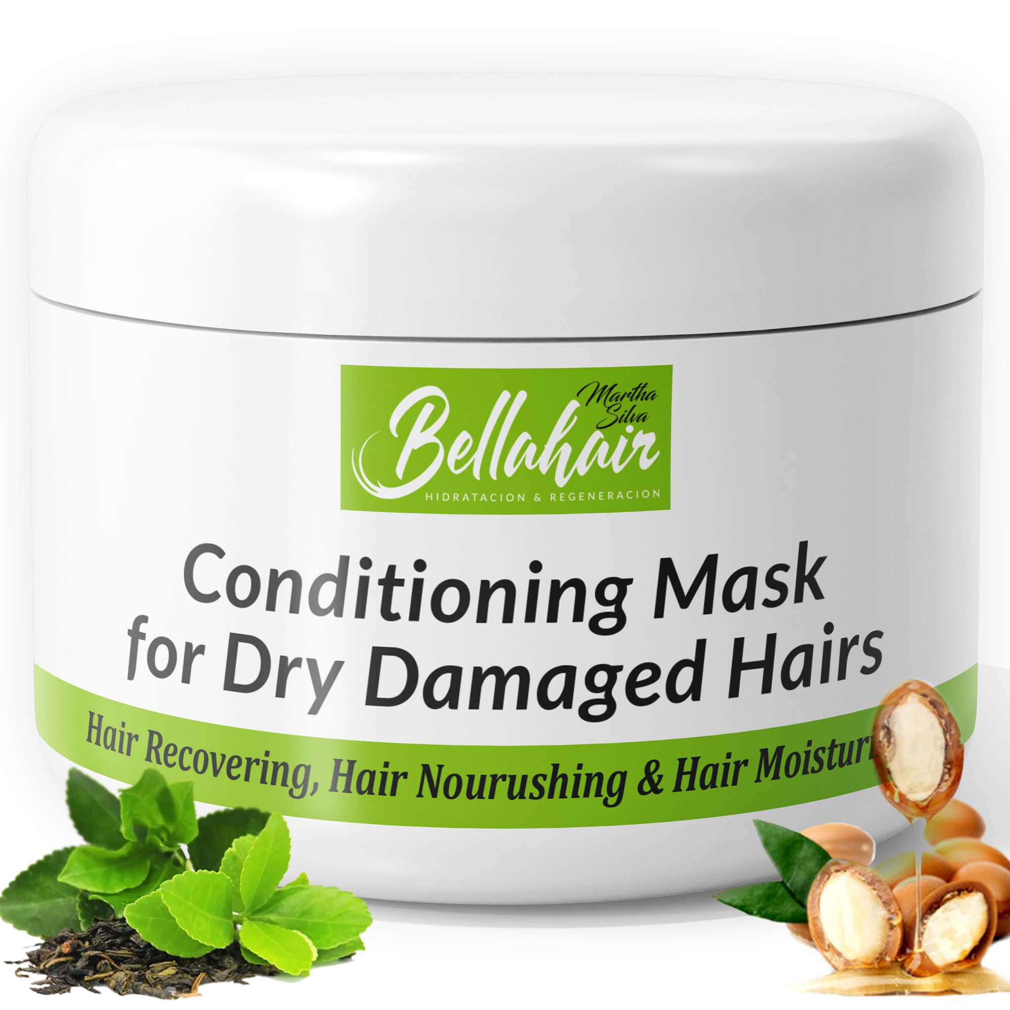 Bellahair Hydrating Hair Mask for Dry Damaged Hair - Organic Intense Repair Treatment for All Hair Types - Deep Conditioning, Moisturizes, Softens, Smooths, & Restores Shine