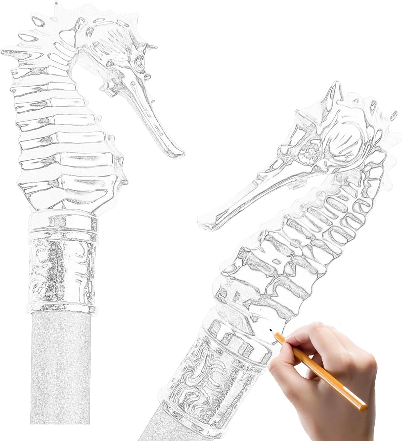 Seahorse Walking Cane for Men and Women, Gothic Decorative Ornate Metal Cane with Ergonomic Handle, Walking Stick for Senior
