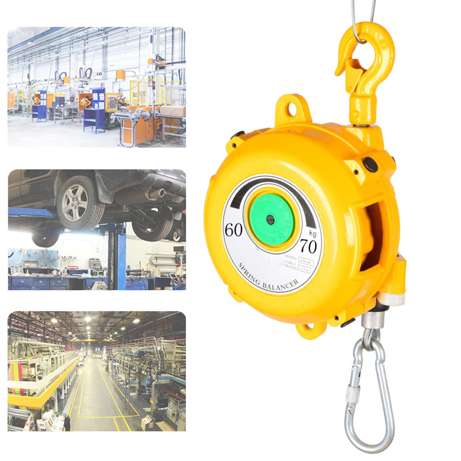 HYQOUKLR Telescopic Spring Balancer, Spring Balancer With 1.5 meters Wire Rope And Hook For Loads 3-70kg(60-70kg)