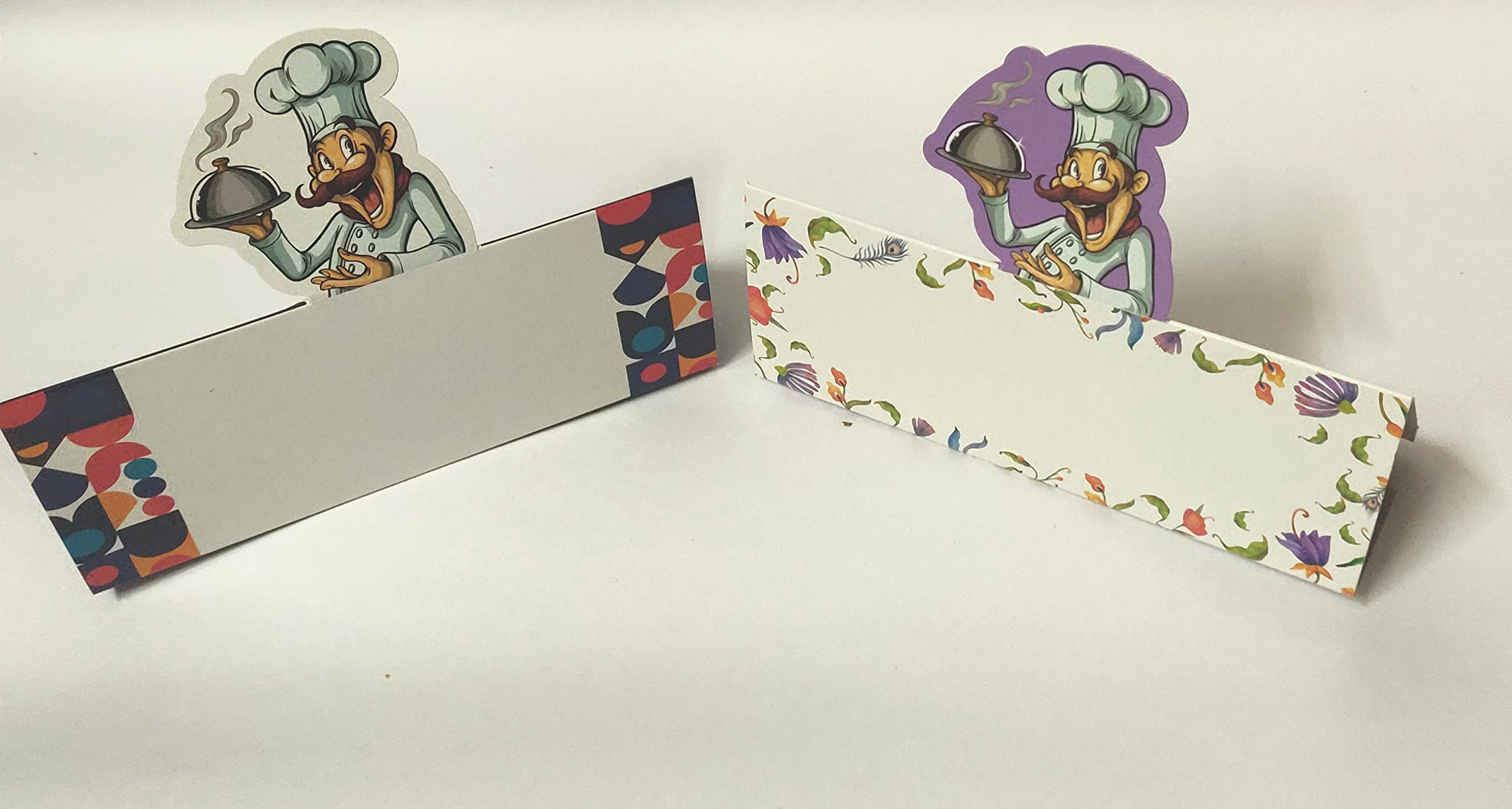 Adaamya® - Food Card Labels (Bio-degradable Paper) Ideal for Veg & Non-Veg Food Items in Hotels, Restaurants, café, Events, Parties, buffets, Catering (Mix Colors - Size 18 X 8 Cm) (100)