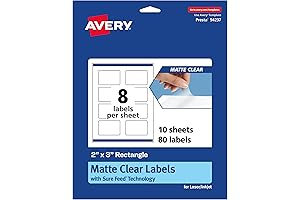 Avery® Print-to-the-Edge Clear Rectangle Labels, 2" x 3", 80 per pack