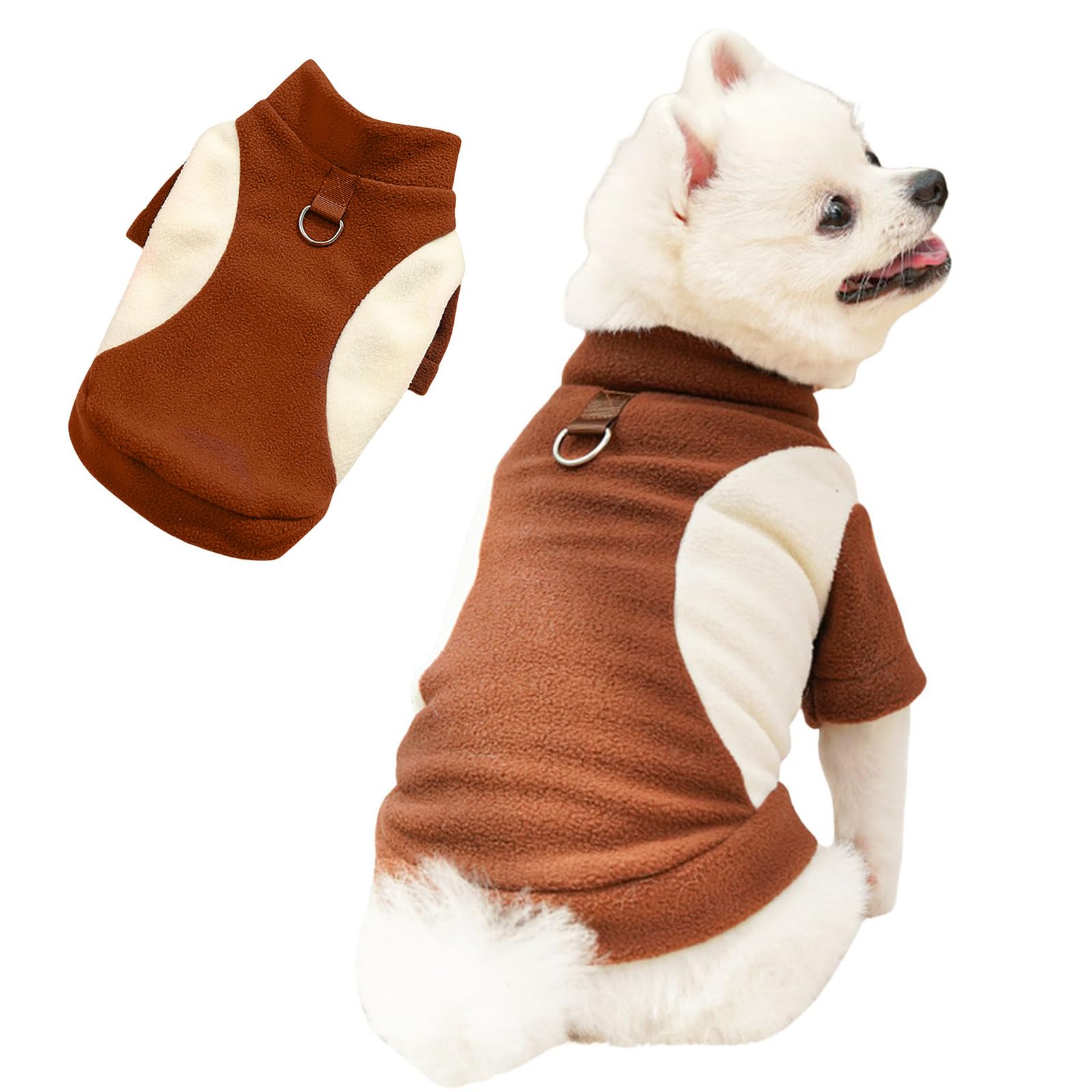 BT Bear Dog Warm Sweater Coat,Fleece Winter Sweatshirt Pullover Dog Jacket with D-ring for Medium Large Dogs,Brown_5XL