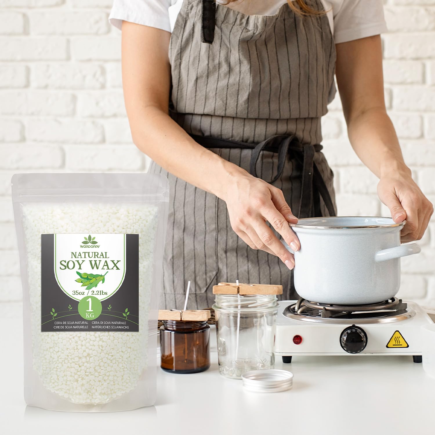 Cera de soja natural para velas, cera de soja prémium para hacer velas, 5 kg, cera de soja orgánica, sin aditivos, inofensiva y pura, varios tamaños a elegir, 5 kg