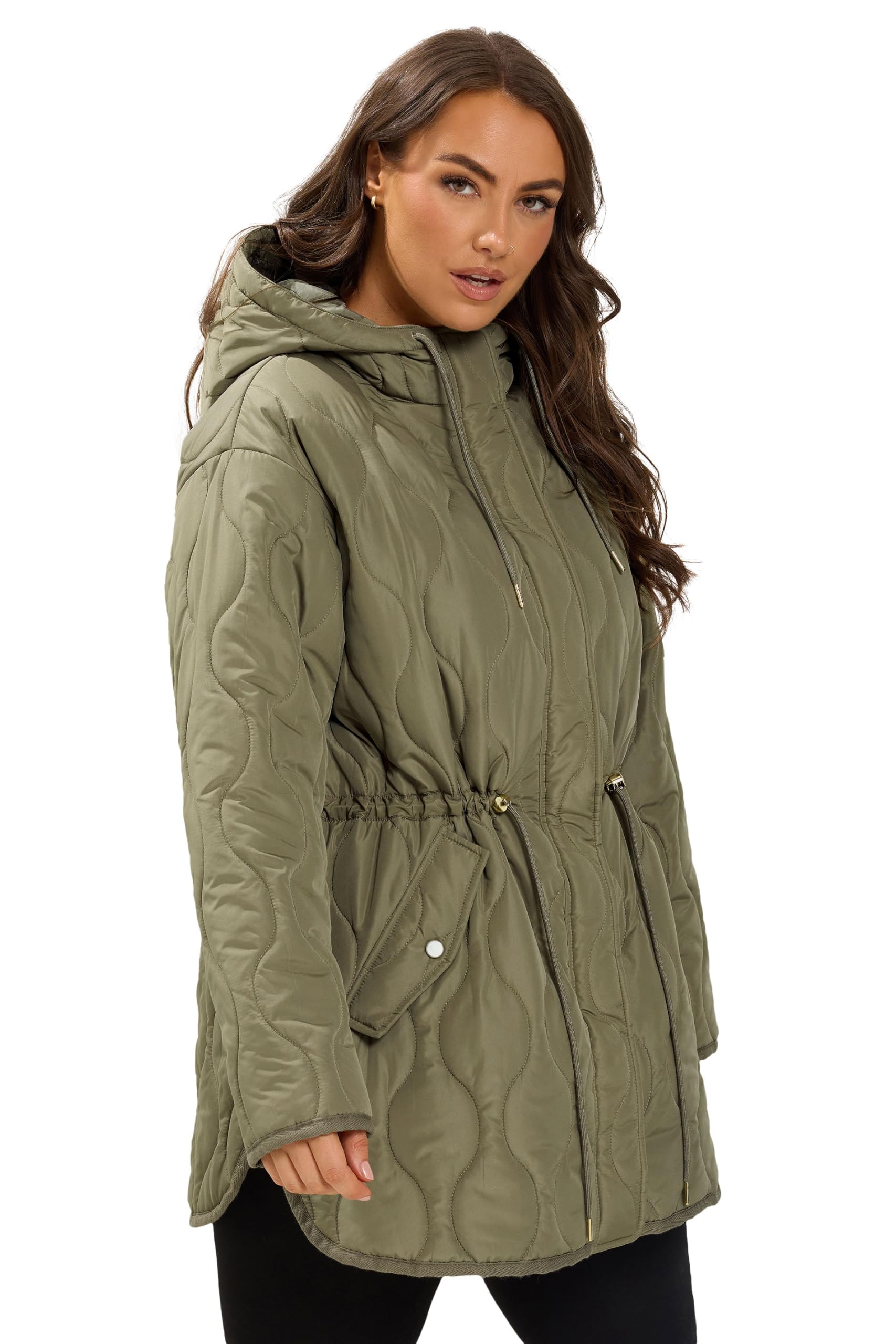 Yours Curve Green Lightweight Padded Jacket - Women's - Plus Size Curve